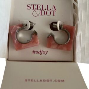 Stella & Dot Pink and Silver "Diana" Hoop Earrings